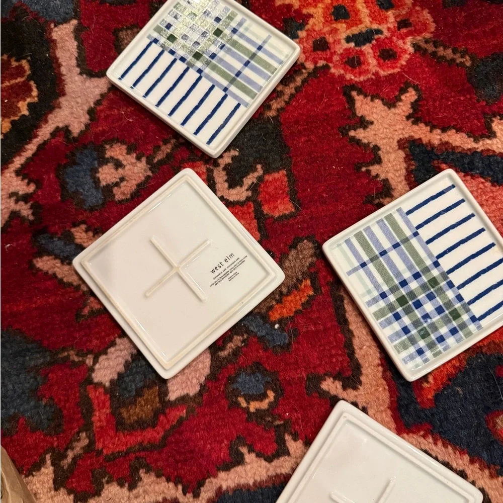 Plaid and Striped Ceramic coasters